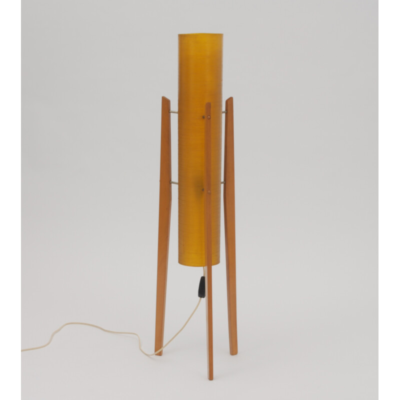 Czech "Rocket" floor lamp in wood and fiberglass - 1960s