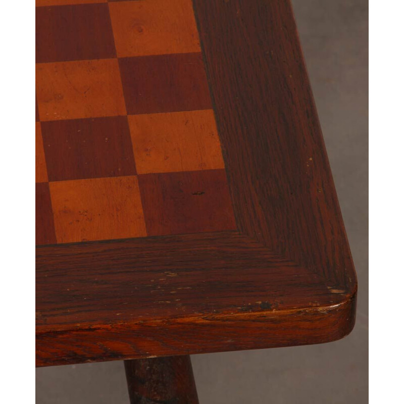 Vintage oakwood game table by Jan Vanek for Krasna Jizba, 1940s