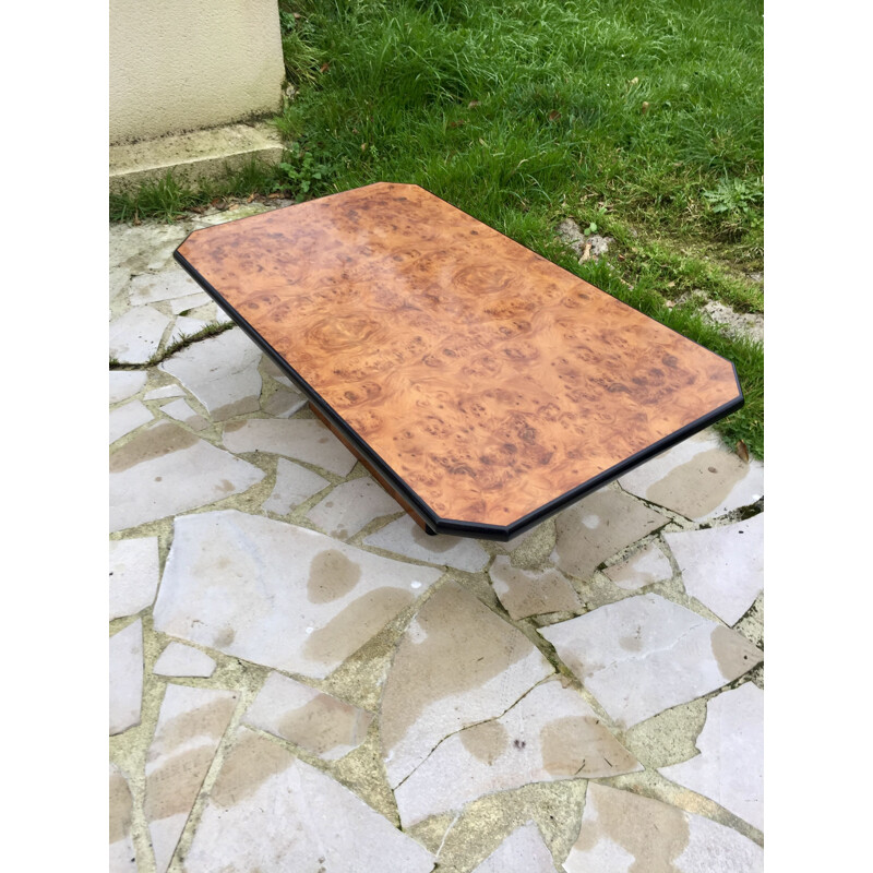 Vintage coffee table in light elmwood burr by Mario Sabot, 1970