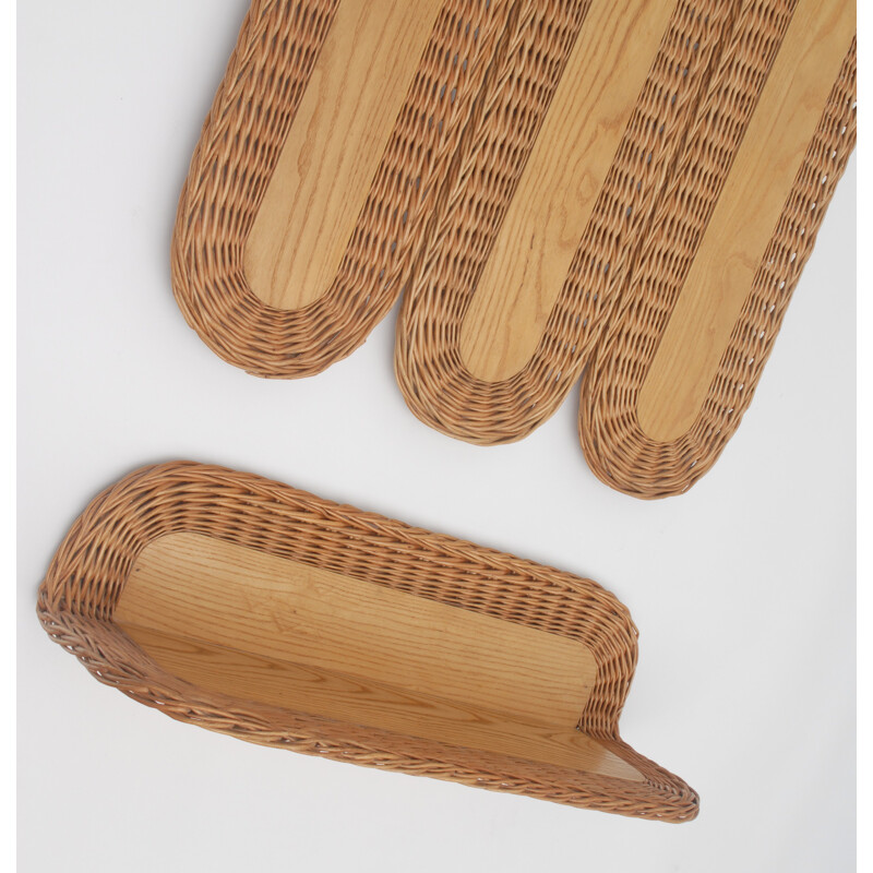 Wicker Jipro coat rack with shelve in wood - 1960s