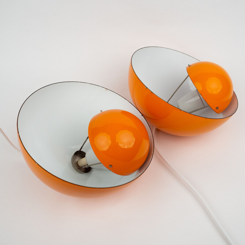 Pair of vintage Danish Flowerpot pendant lamps by Verner Panton for Louis Poulsen, 1969s