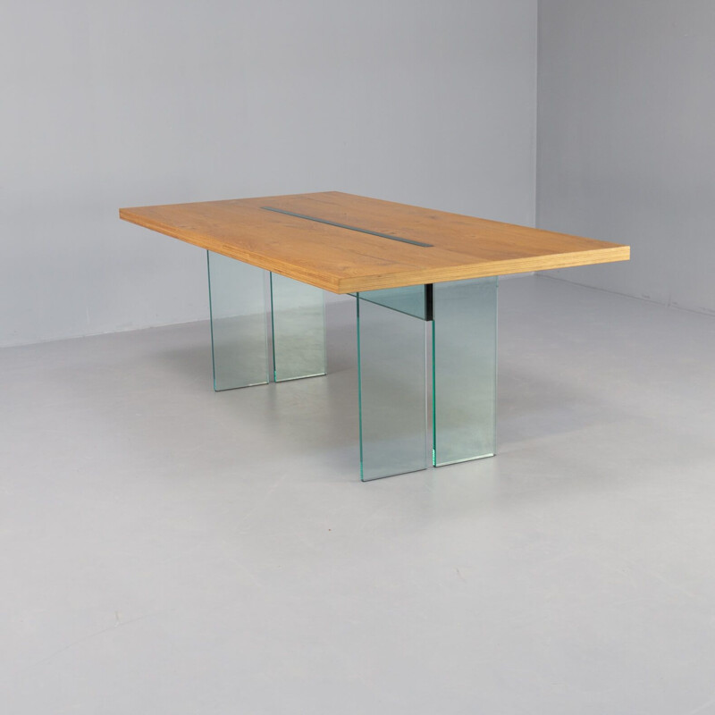 Vintage "Llt wood" dining table by Dante O. Benini and Luca Gonzo for Fiam