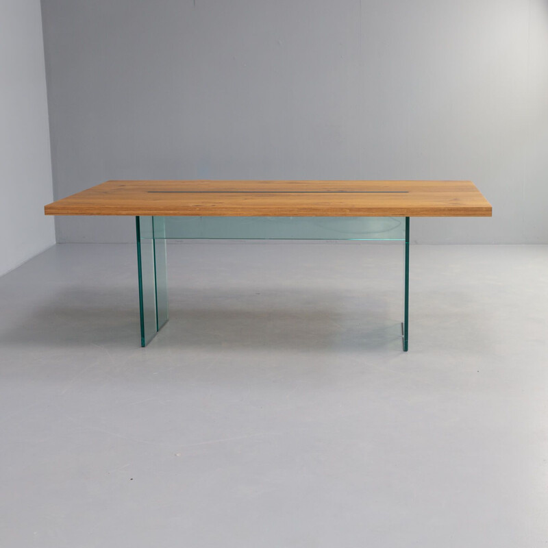 Vintage "Llt wood" dining table by Dante O. Benini and Luca Gonzo for Fiam