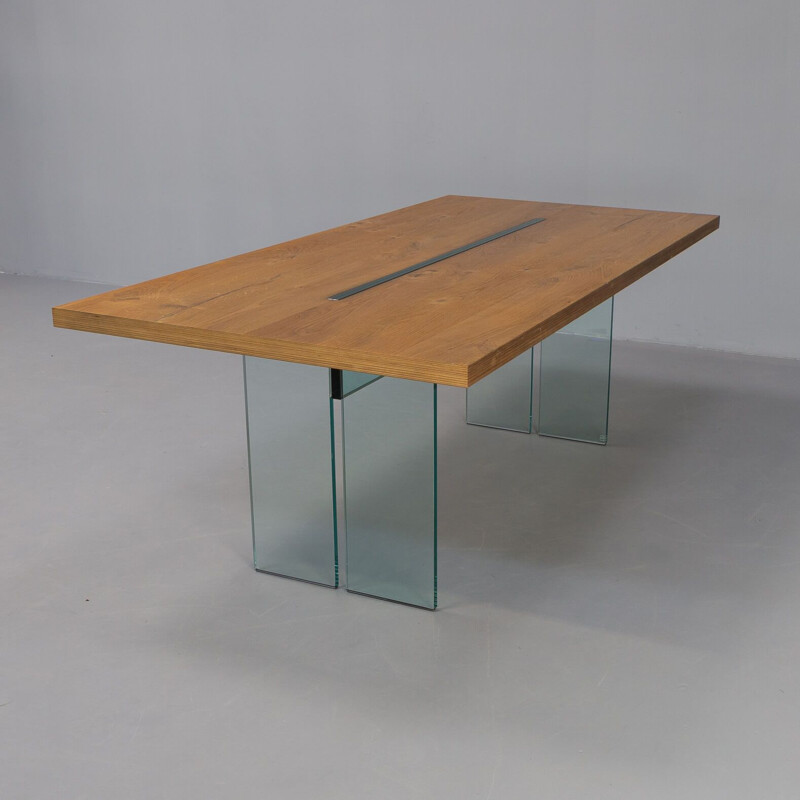 Vintage "Llt wood" dining table by Dante O. Benini and Luca Gonzo for Fiam