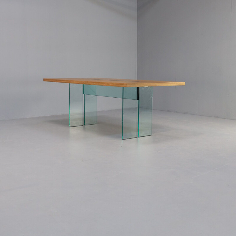 Vintage "Llt wood" dining table by Dante O. Benini and Luca Gonzo for Fiam