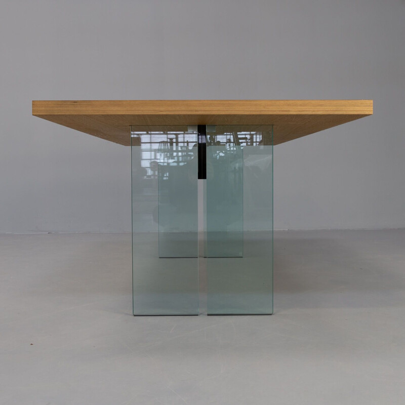 Vintage "Llt wood" dining table by Dante O. Benini and Luca Gonzo for Fiam