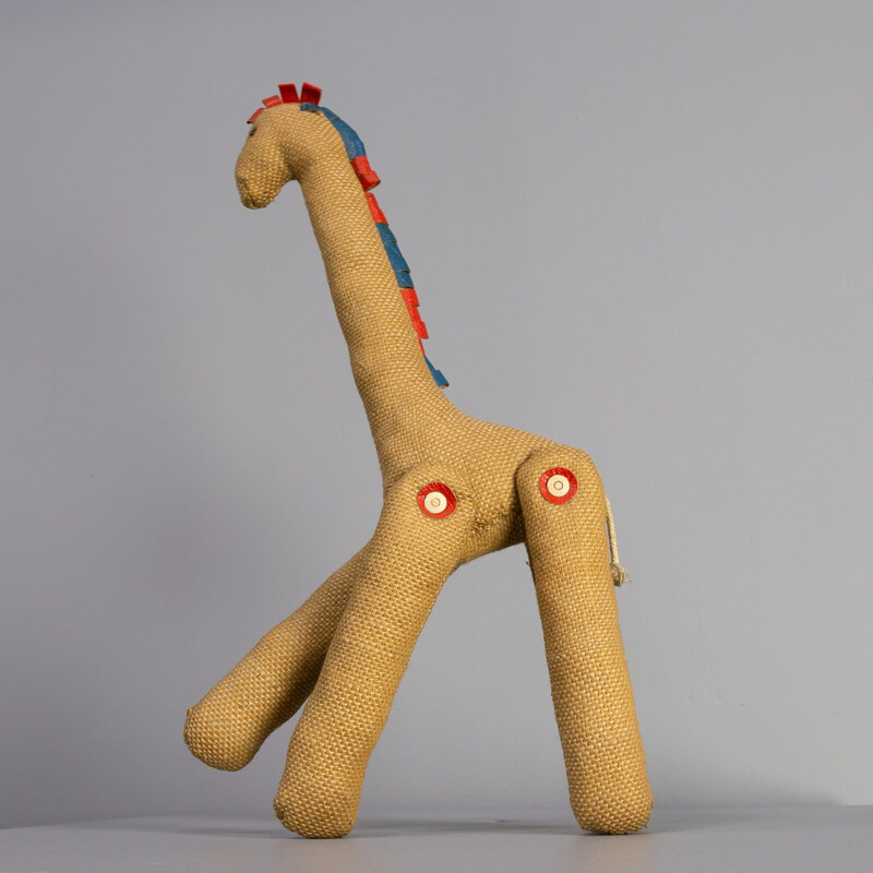 Brinquedo de terapia com girafa Vintage de Renate Müller para H. Josef Leven Kg, Alemanha 1970