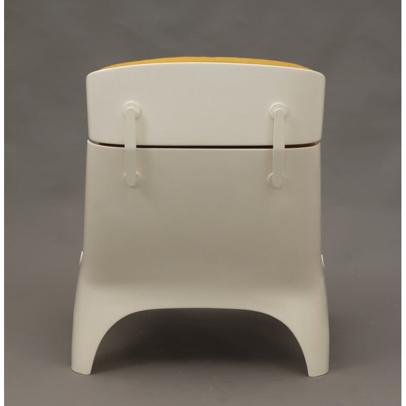 Ensemble de 4 fauteuils en fibre de verre et cuir jaune moutarde - 1970