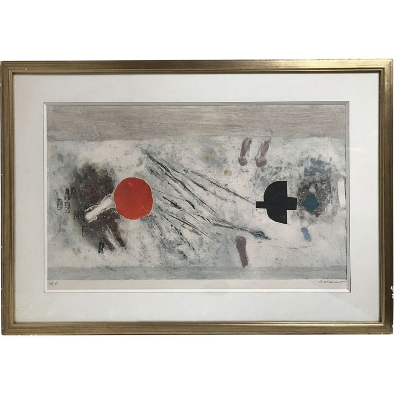 Abstract vintage lithograph in relief