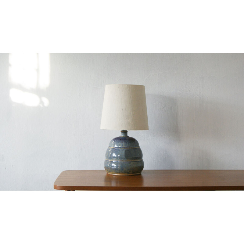 Lampe de table vintage en céramique bleue
