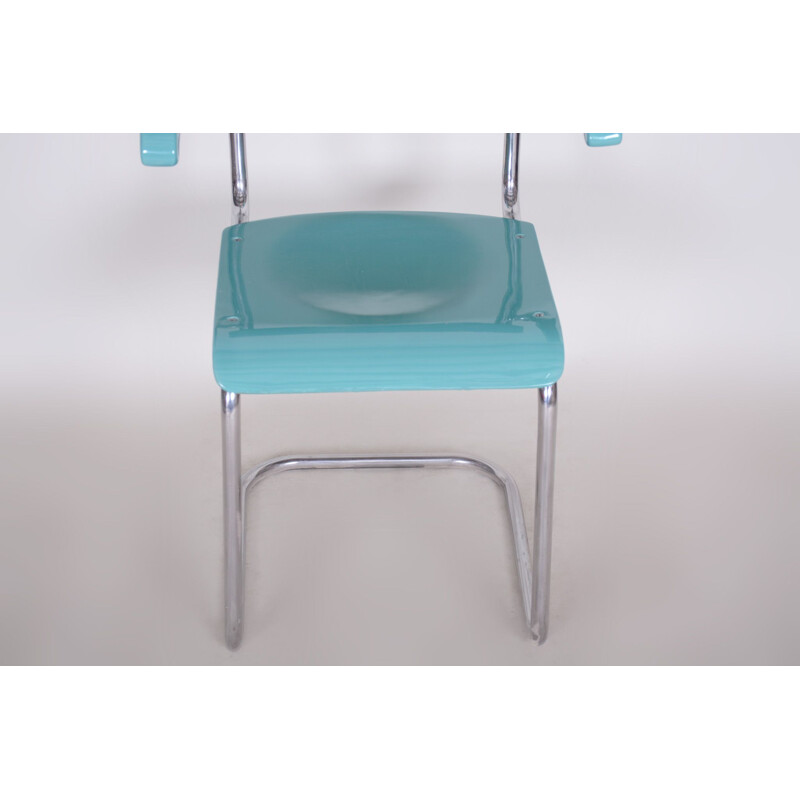Vintage blauer Bauhaus-Stuhl mit Armlehnen, 1930