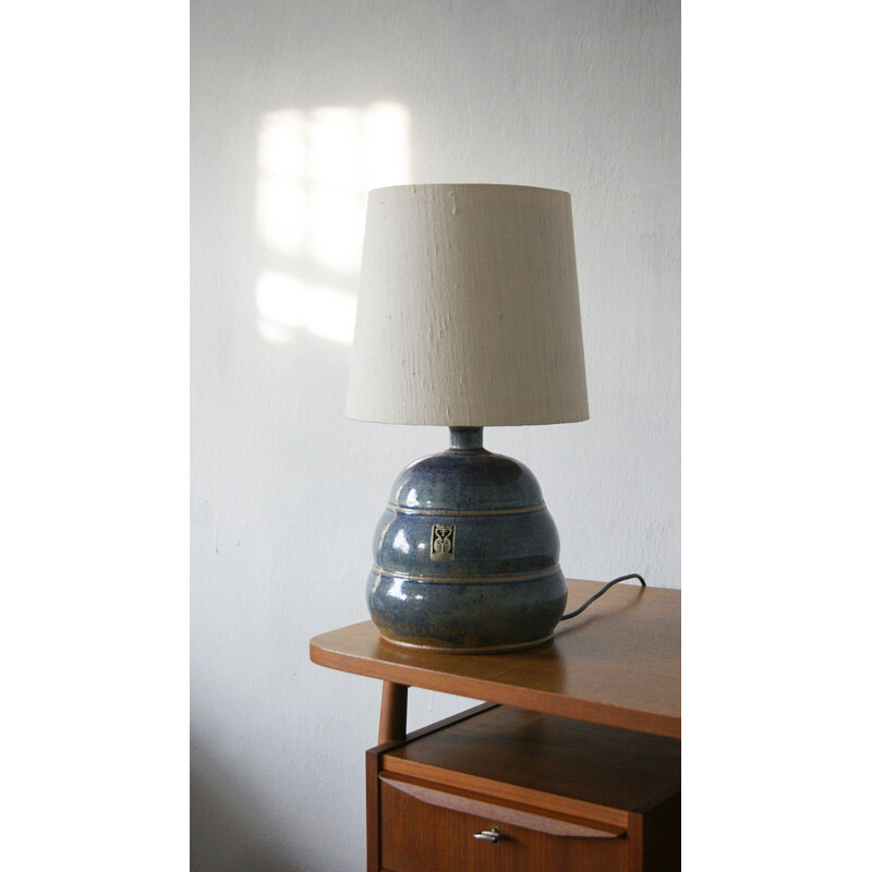 Vintage blue ceramic table lamp