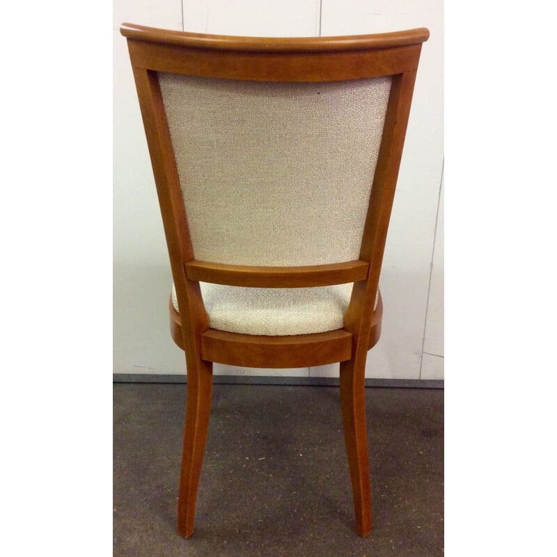 Set of 6 French dining chairs in walnut and fabric - 1930s