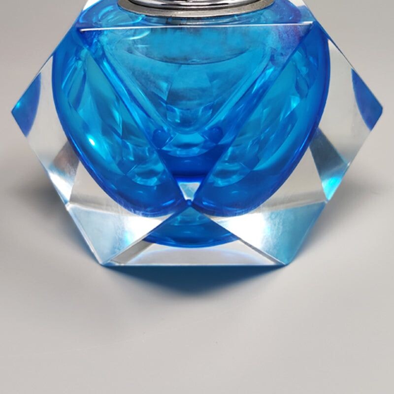 Vintage blue table lighter in Murano Sommerso glass by Flavio Poli for Seguso, 1960s