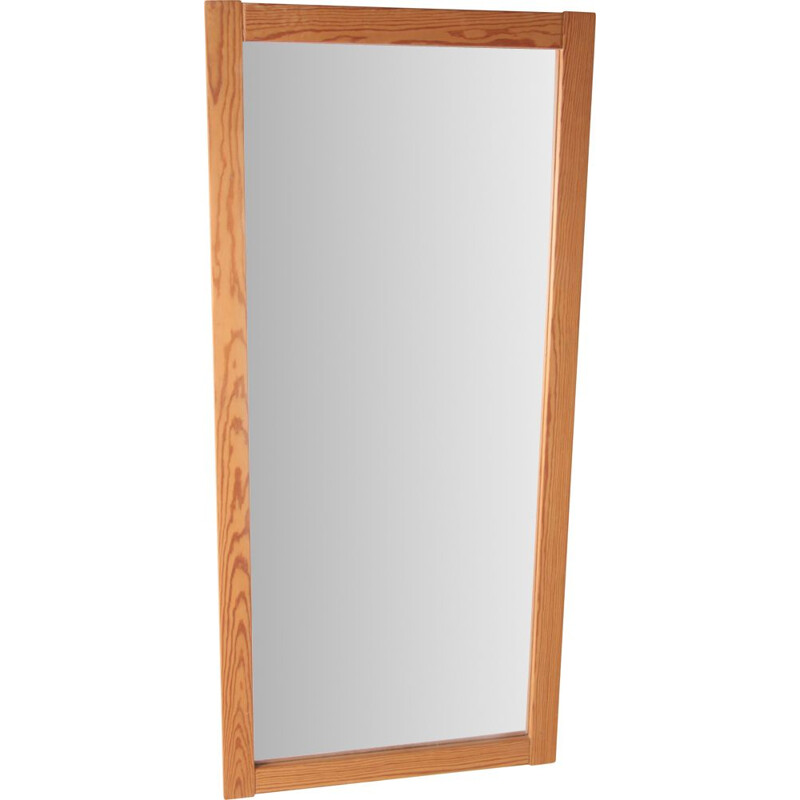 Vintage wall mirror with light wooden frame, Denmark 1960s