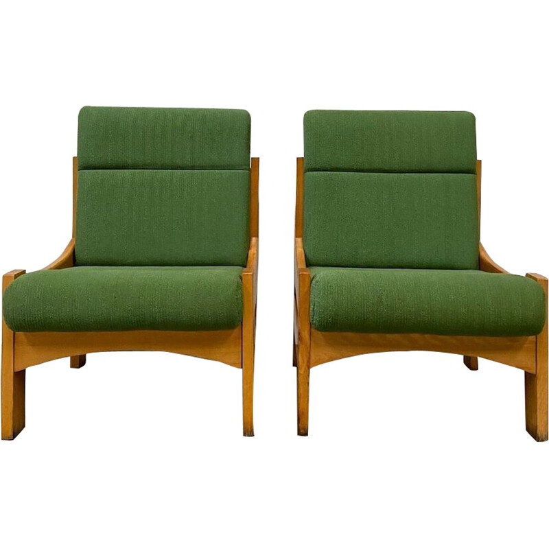 Paire de fauteuils verts vintage, 1970