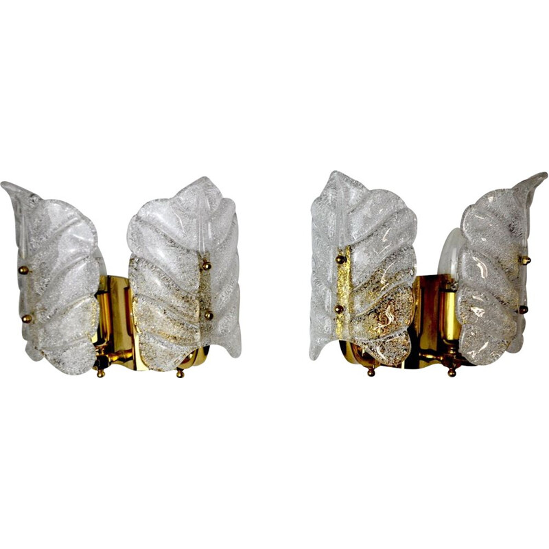 Pair of vintage sconces in the shape of a leaf, Italy 1970