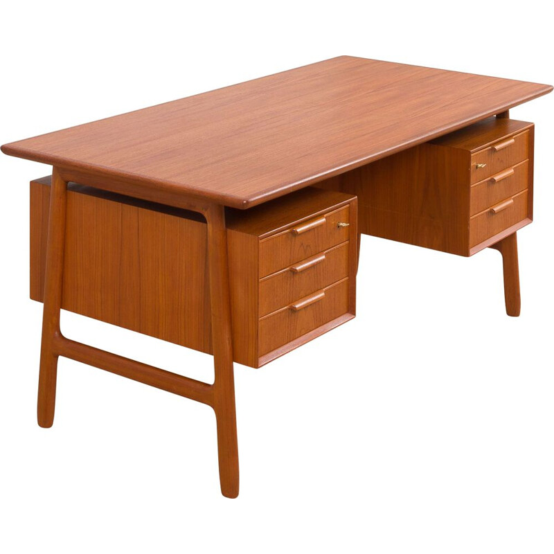 Danish vintage teak desk model 75 by Omann Jun, 1950s