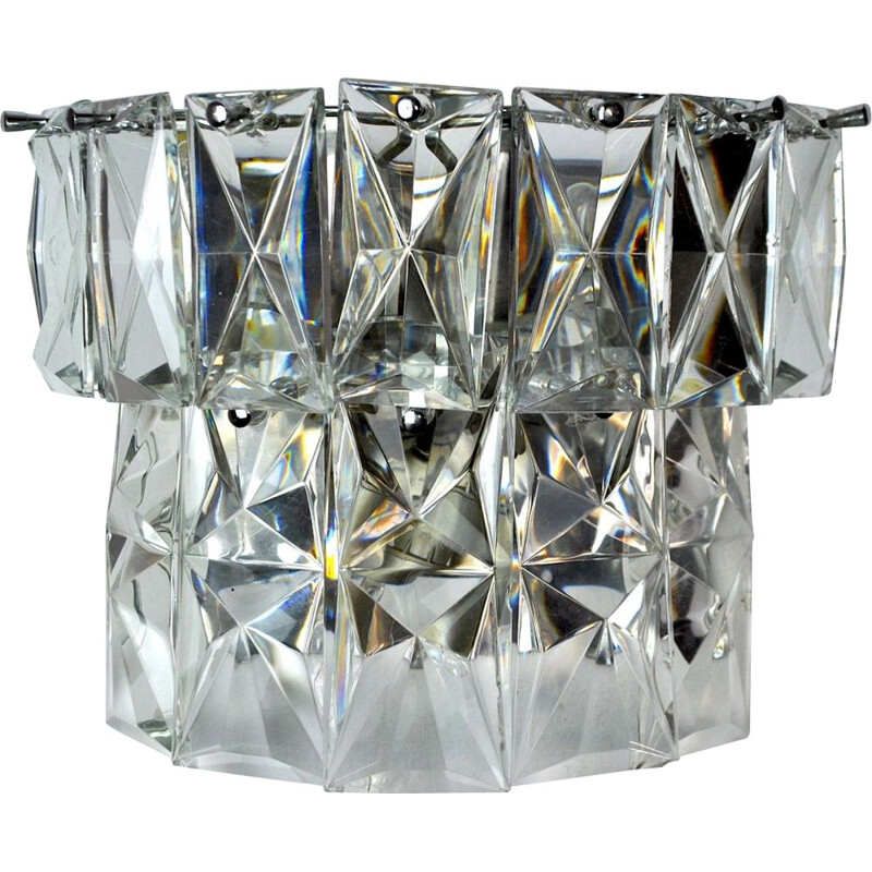 Vintage wall lamp with cut crystals by Kinkeldey, Germany 1970