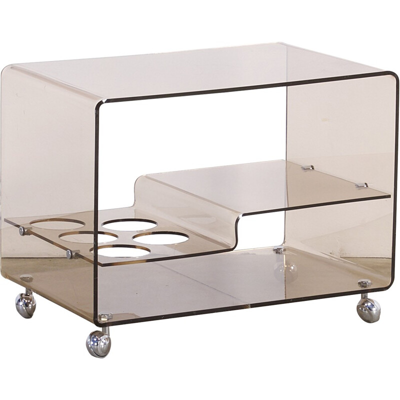 Plexiglass side trolley table, Michel DUMAS - 1960s