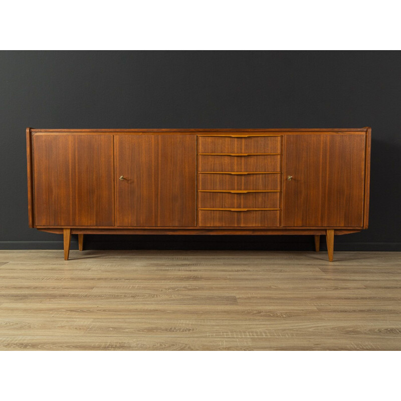 Vintage walnut sideboard with five drawers, Germany 1960s