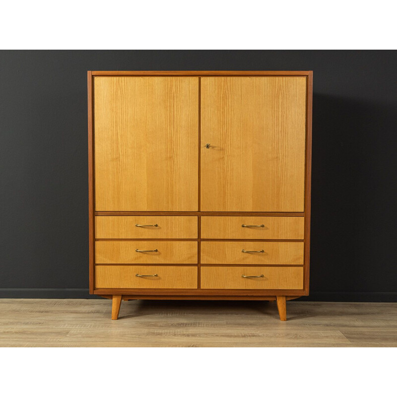 Vintage walnut and ashwood cabinet with two doors, Germany 1950s