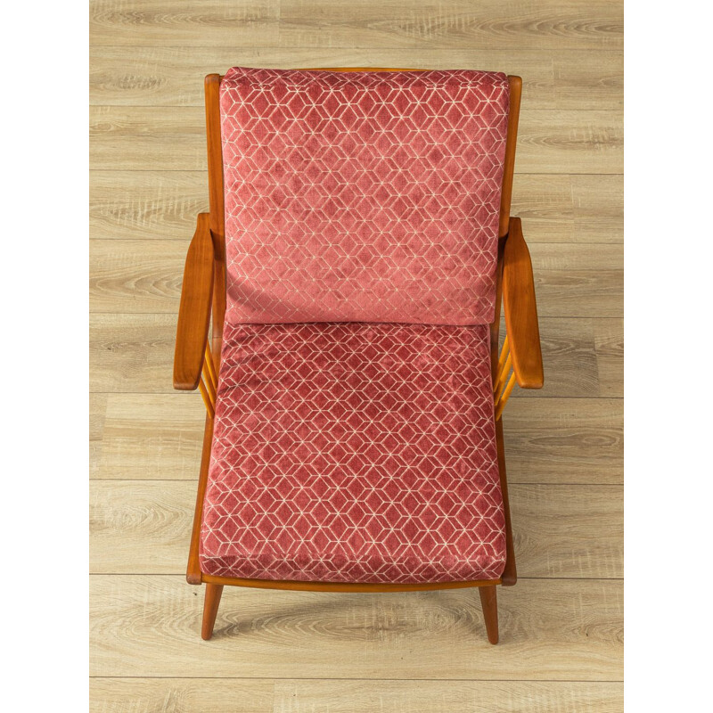 Vintage cherry wood and fabric armchair, Germany 1950s