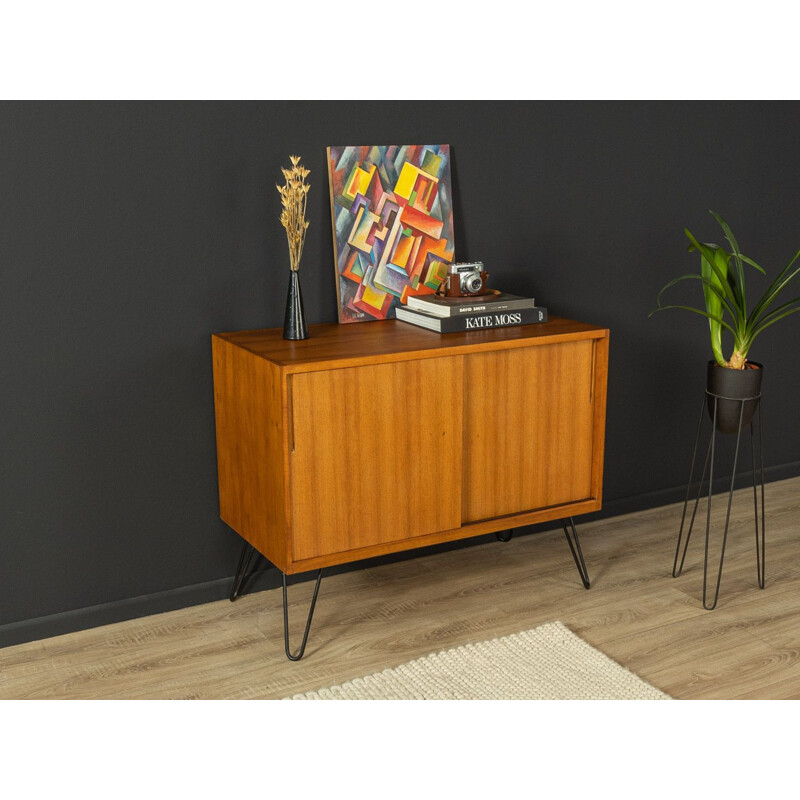 Vintage walnut sideboard with two sliding doors, Germany 1950
