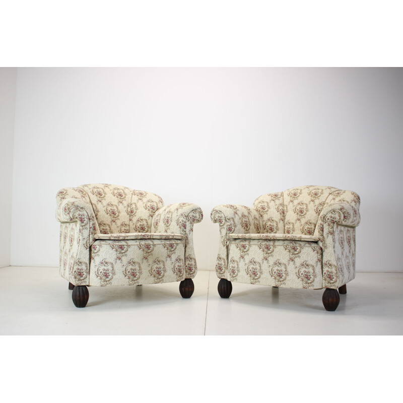 Pair of vintage Art Deco armchairs, Czechoslovakia 1930s