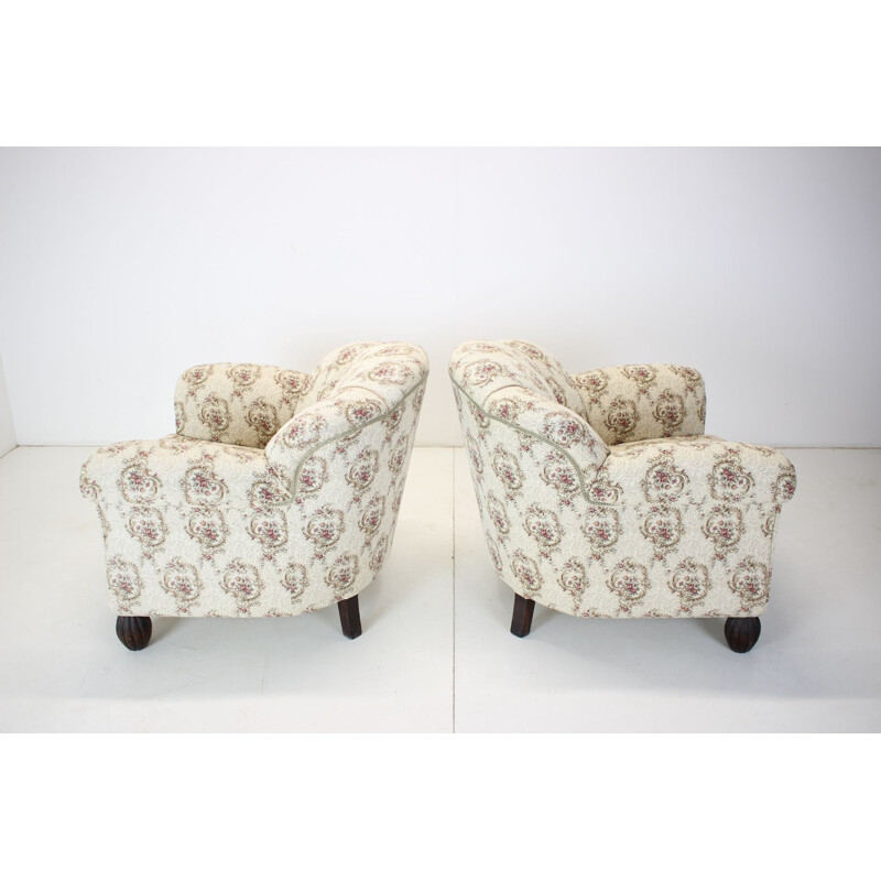 Pair of vintage Art Deco armchairs, Czechoslovakia 1930s