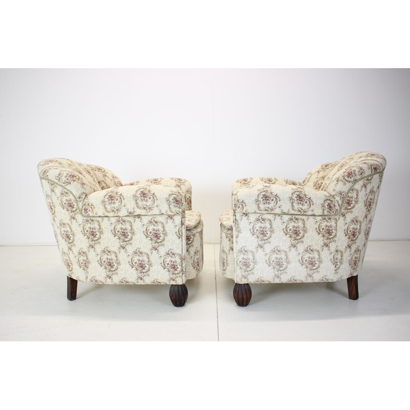 Pair of vintage Art Deco armchairs, Czechoslovakia 1930s