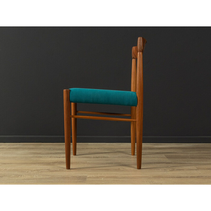 Pair of vintage teak and fabric dining chairs by H.W. Klein for Bramin, Denmark 1960s