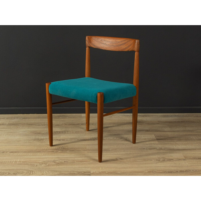 Pair of vintage teak and fabric dining chairs by H.W. Klein for Bramin, Denmark 1960s