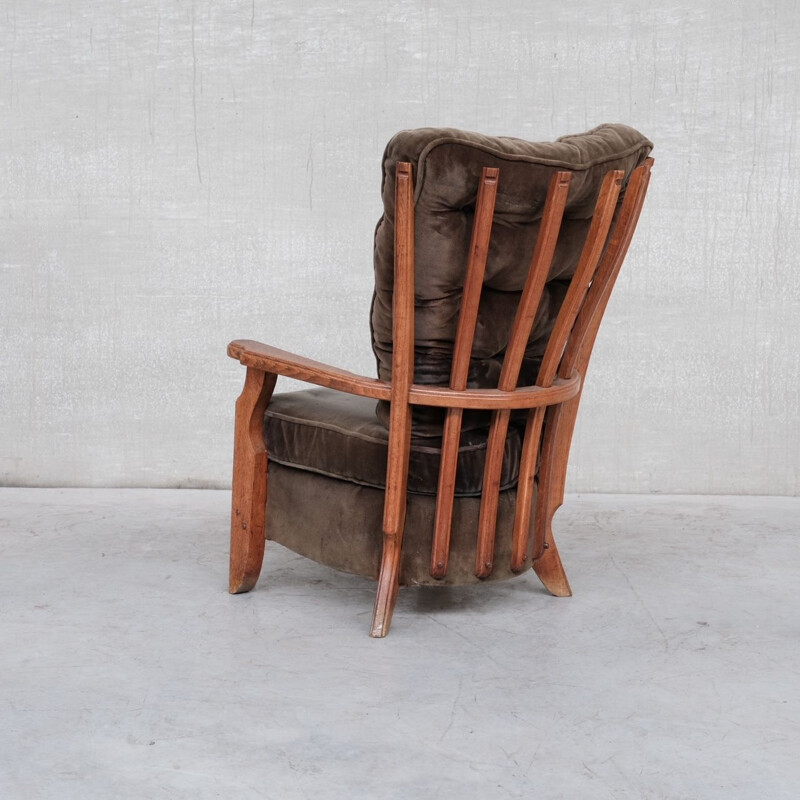 Paire de fauteuils vintage en bois de chêne par Guillerme et Chambron, France 1960