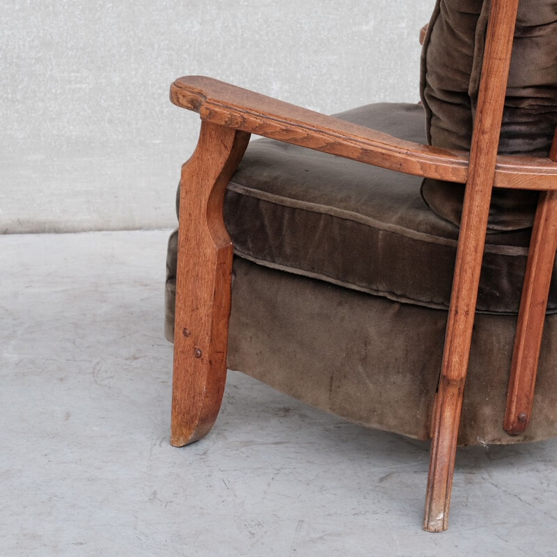 Pair of mid-century oakwood armchairs by Guillerme et Chambron, France 1960s