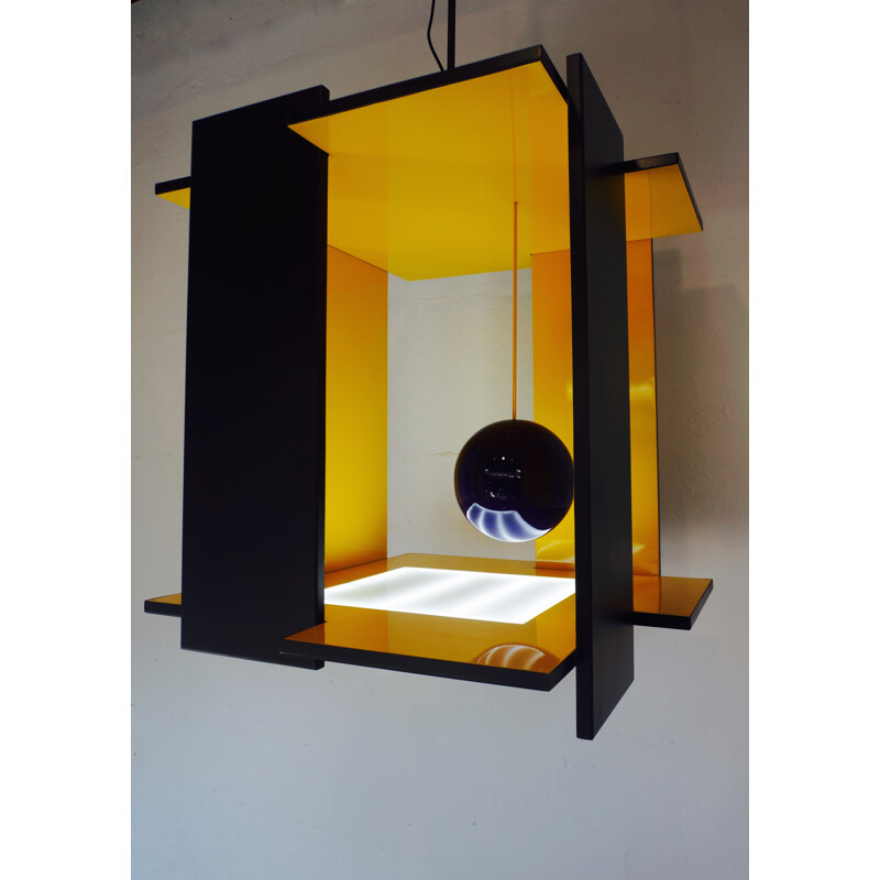 French hanging lamp in lacquered metal - 1985