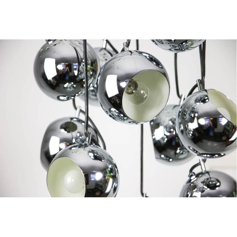 Vintage chrome waterfall chandelier by Guzzini for Meblo, Italy