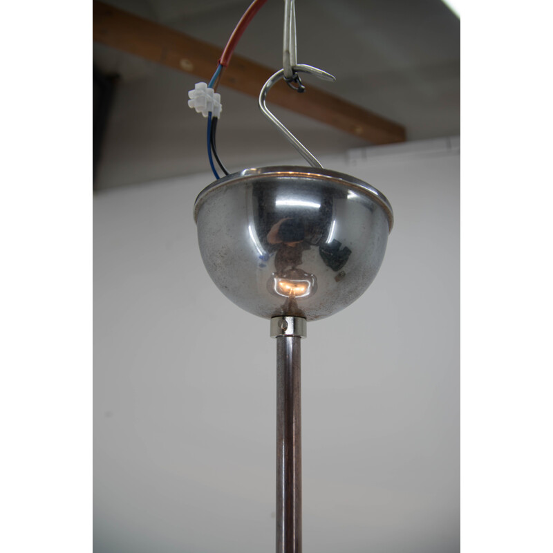 Vintage Bauhaus Ufo pendant lamp, Czechoslovakia 1940s