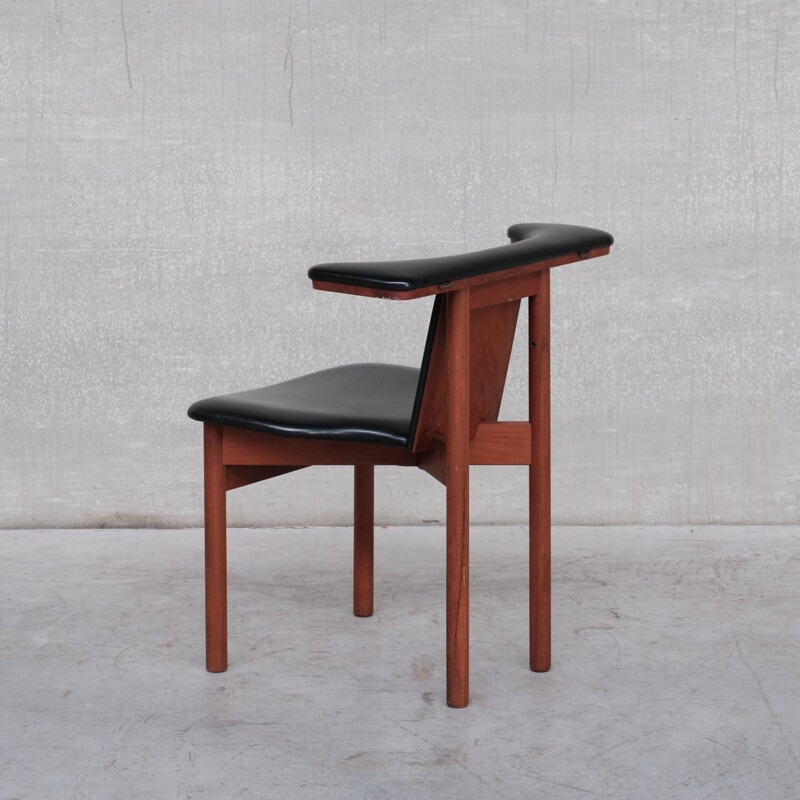 Scandinavian vintage teak and leatherette chair, Denmark 1960s