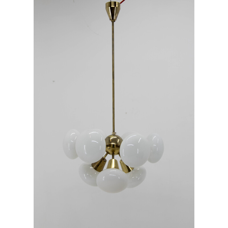 Vintage Sputnik brass and glass chandelier by Kamenický Šenov, Czechoslovakia 1970