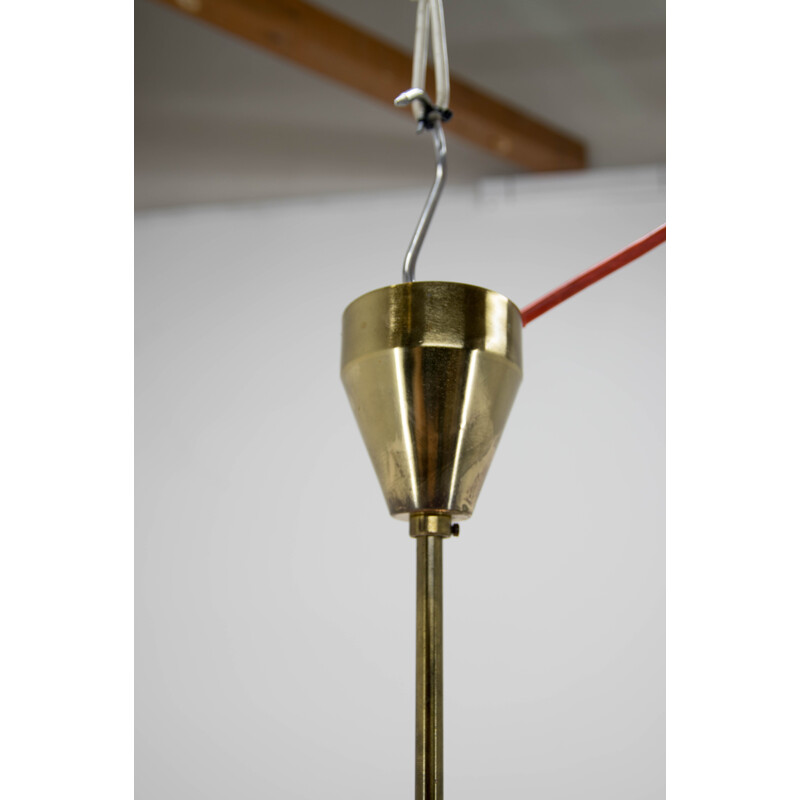 Vintage Sputnik brass and glass chandelier by Kamenický Šenov, Czechoslovakia 1970