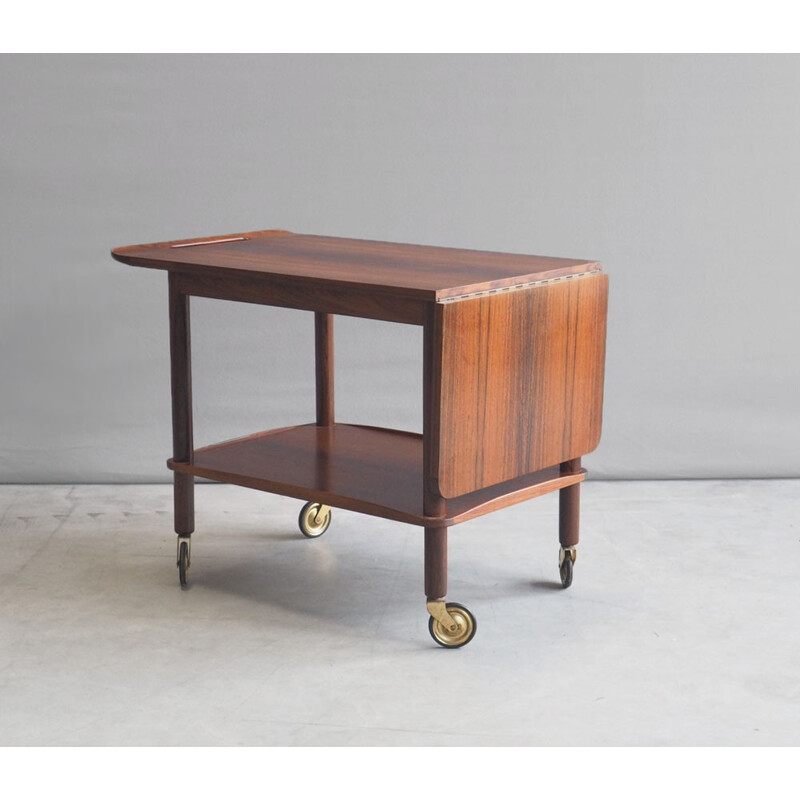 Vintage rosewood Silkborg serving trolley, Johannes ANDERSON - 1960s