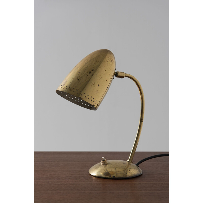 Lampe de table vintage en laiton perforé par Christian Dell, 1950