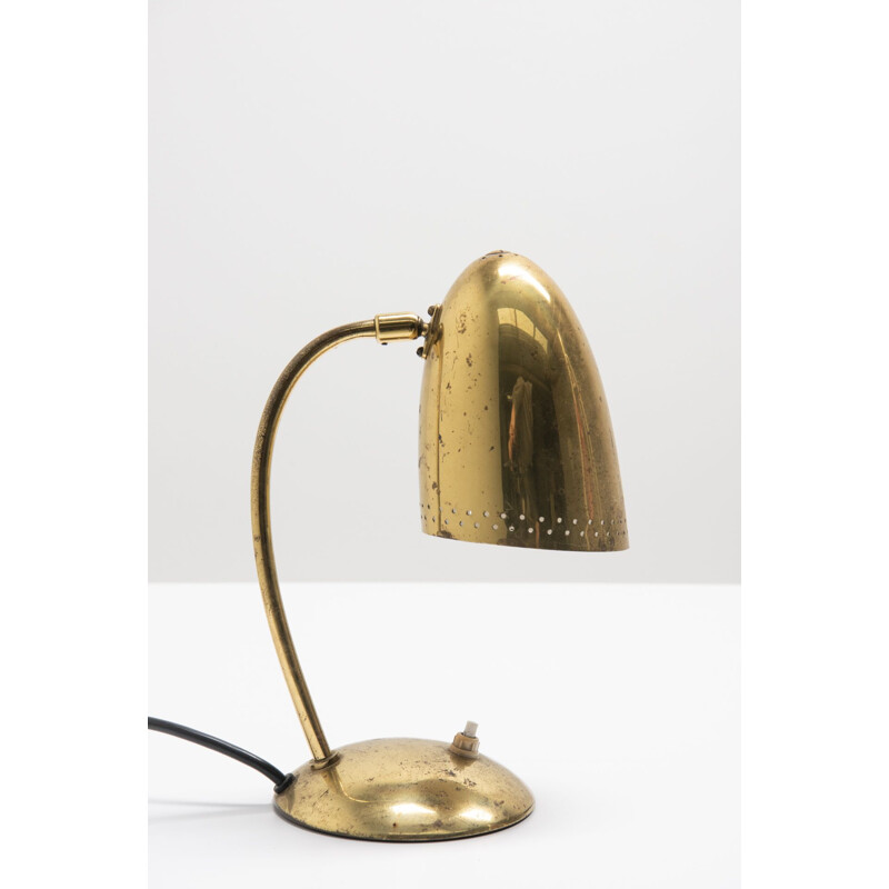 Vintage perforated brass table lamp by Christian Dell, 1950