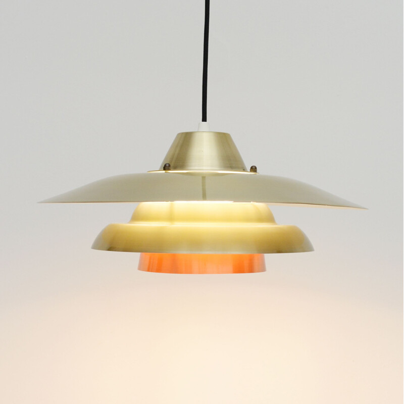 Vintage pendant lamp in golden brass, Denmark 1970s