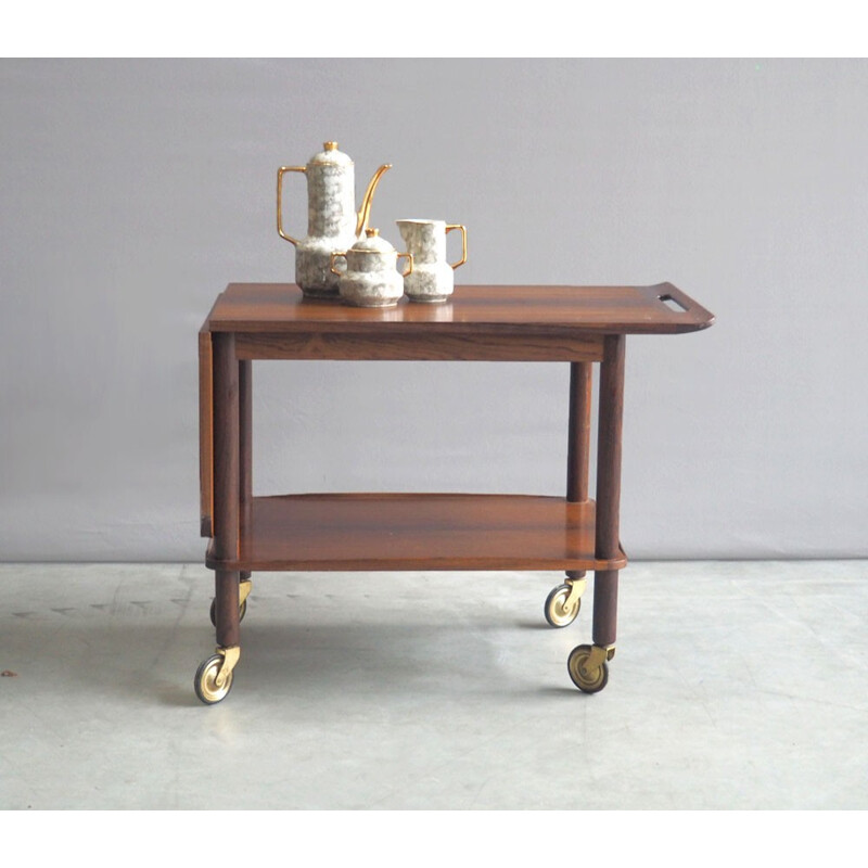 Vintage rosewood Silkborg serving trolley, Johannes ANDERSON - 1960s