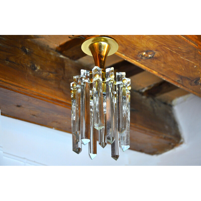 Vintage kinkeldey glass ceiling lamp, Germany 1970