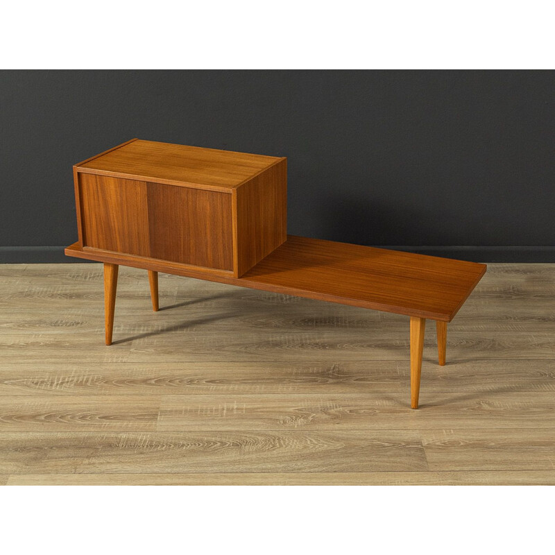 Vintage walnut and ashwood bench with two drawers, Germany 1950s