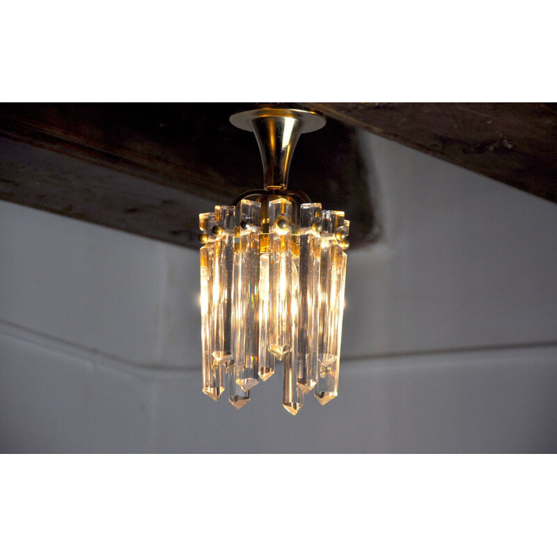 Vintage kinkeldey glass ceiling lamp, Germany 1970