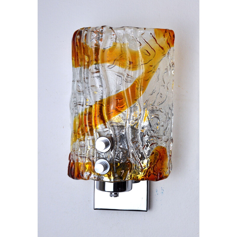 Vintage Murano Mazzega two-tone wall lamp, Italy 1970